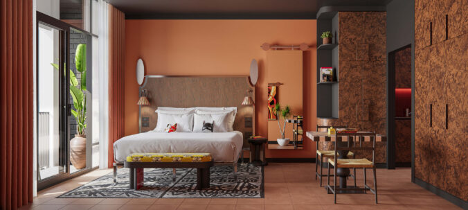 Bedroom and a kitchen