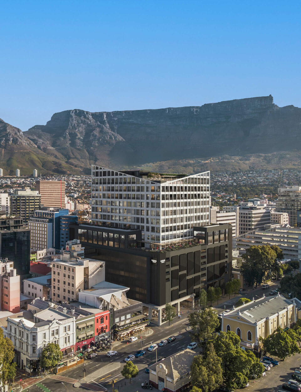 Mama Residence building from the top, Mountain behind